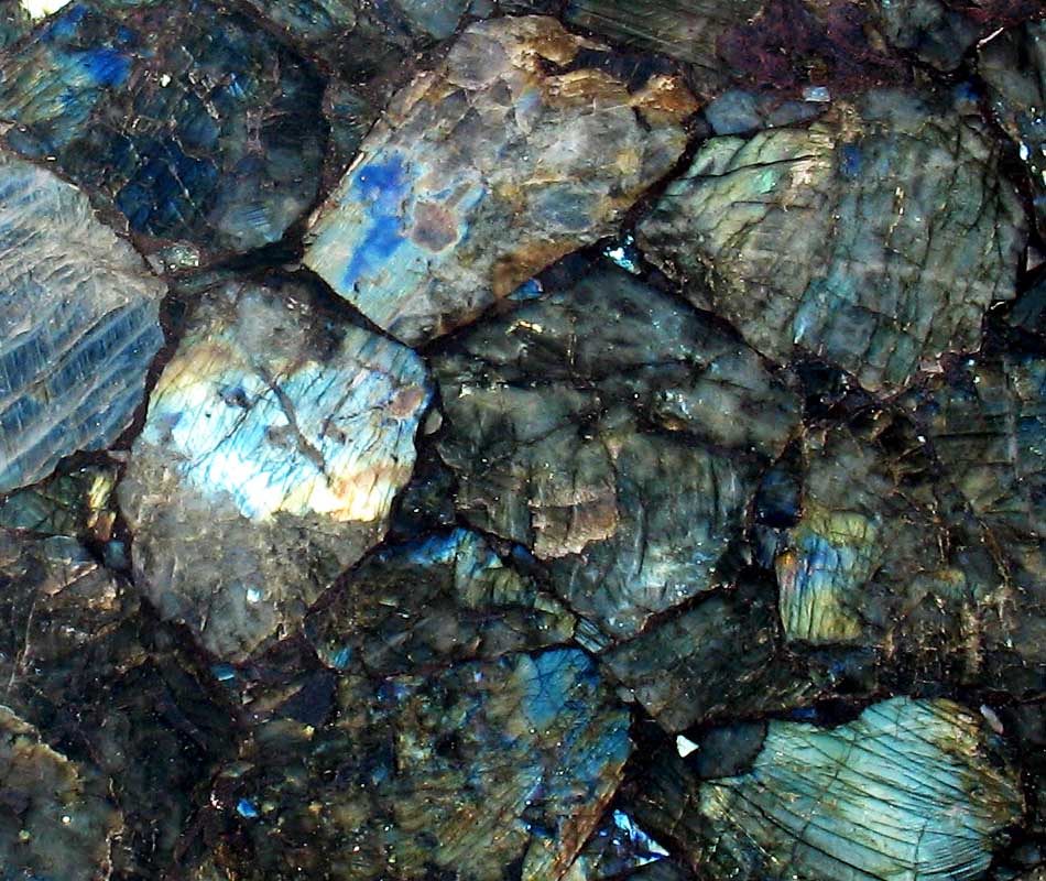 LABRADORITE GEMSTONE SLAB VIEW - BLUE GRANITE SURFACE