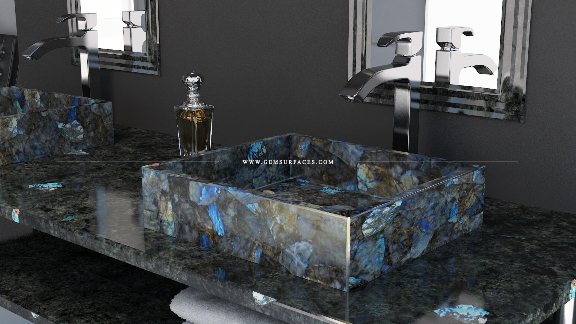 Electric Midnight Labradorite Bathroom